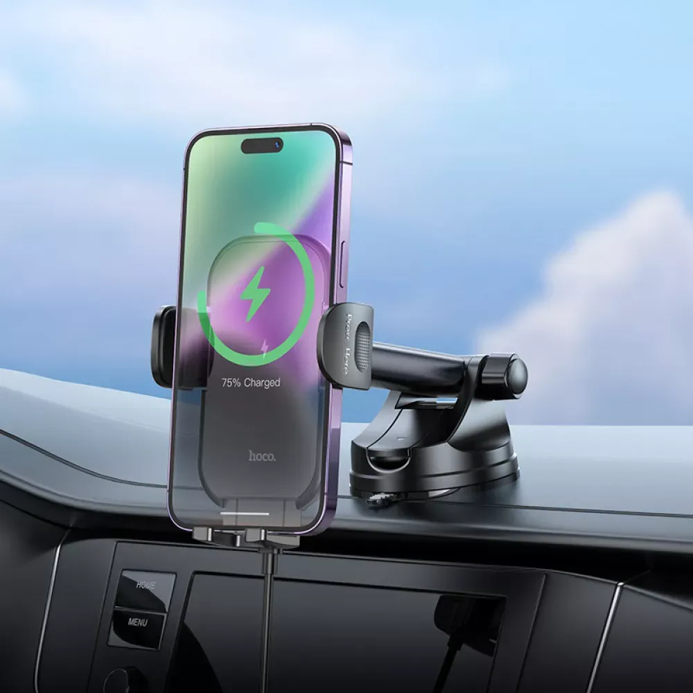 Car Holder Hoco HW5 Journey wireless fast charging — Black — фото 8