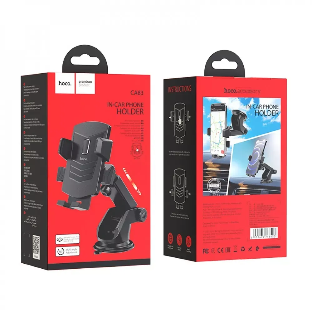 Car Holder — Hoco CA83 David one-button center console — black - фото 3