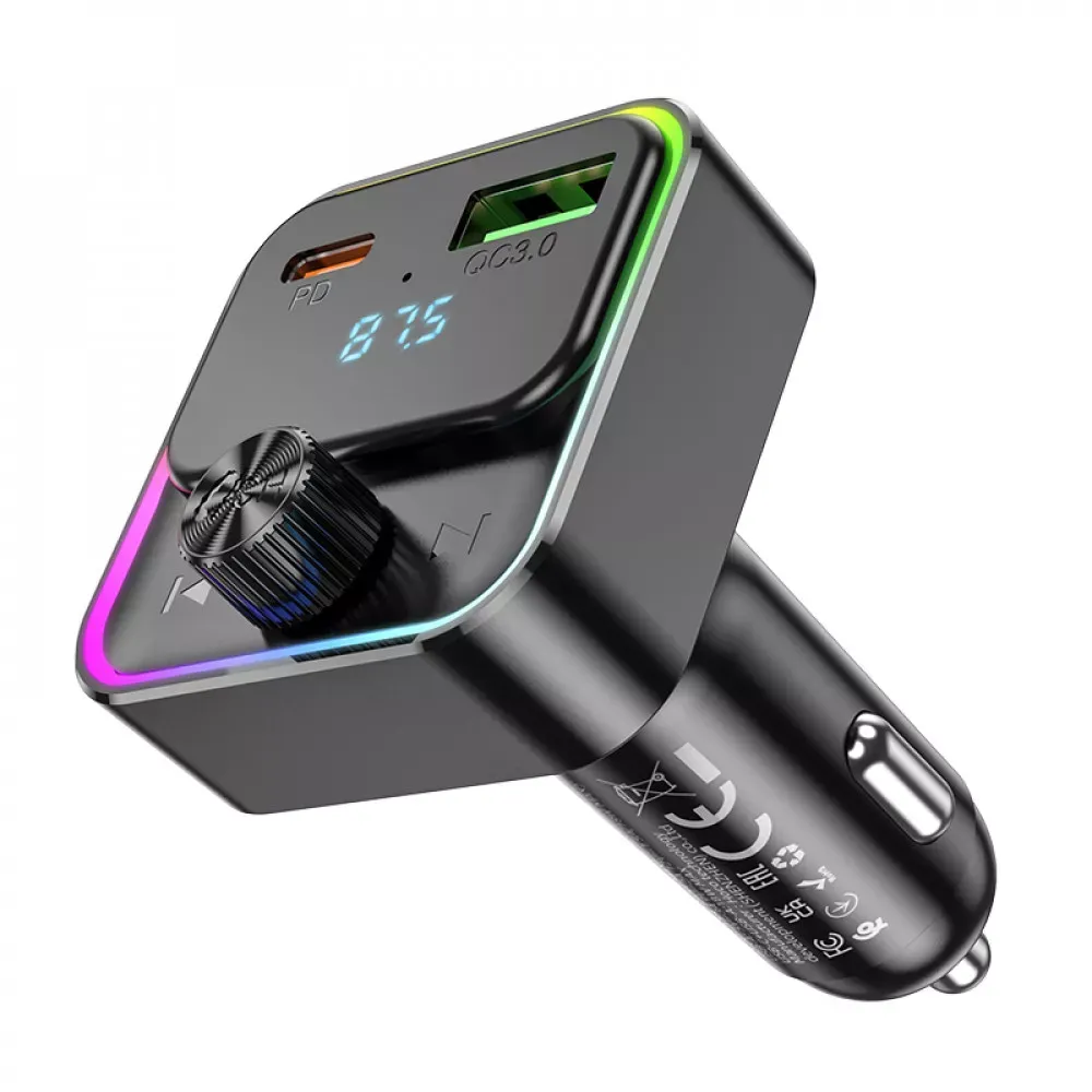 Fm Transmitter MP3 | Car Charger | 3.0A | PD30W | 1U — Hoco E81 — Black - фото 4