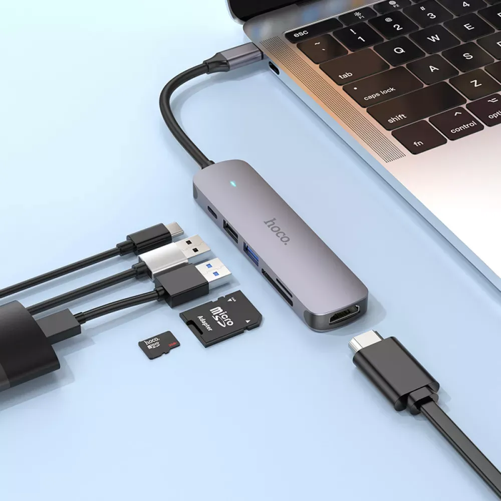 HUB USB C To HDTV ; PD ; 3USB — Hoco HB28 - фото 5