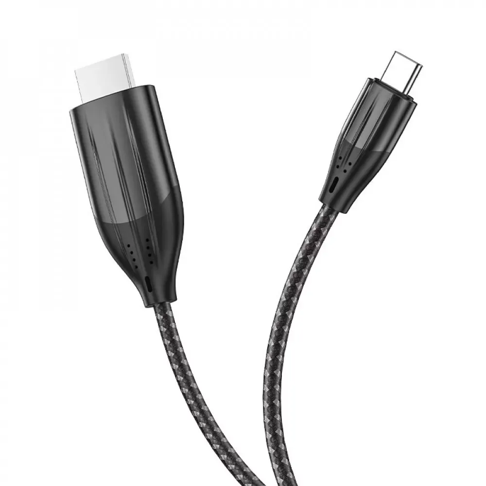 USB C to HDMI Cable (2m) — Hoco UA16 HD on screen — Metal gray - фото 4