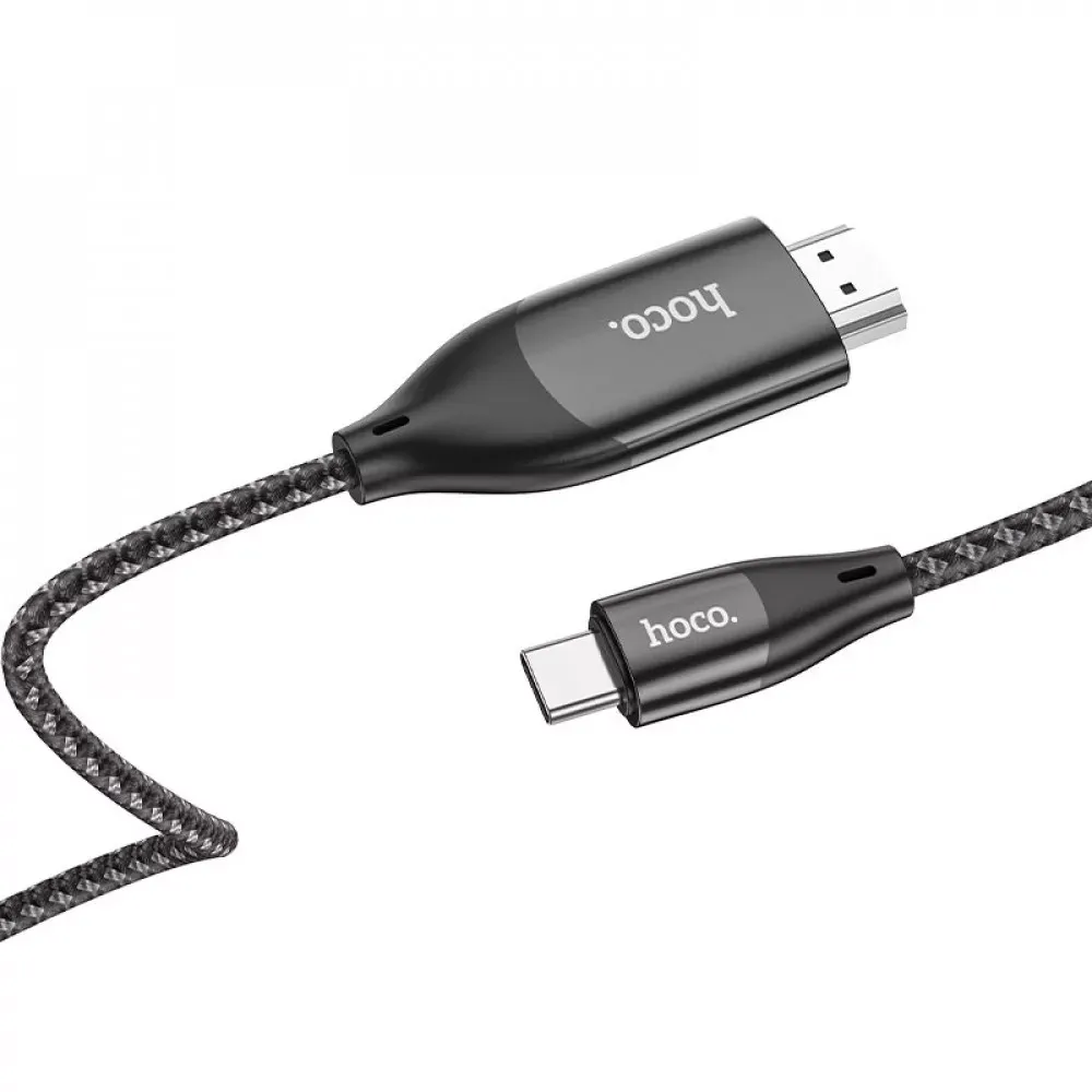 USB C to HDMI Cable (2m) — Hoco UA16 HD on screen — Metal gray - фото 8