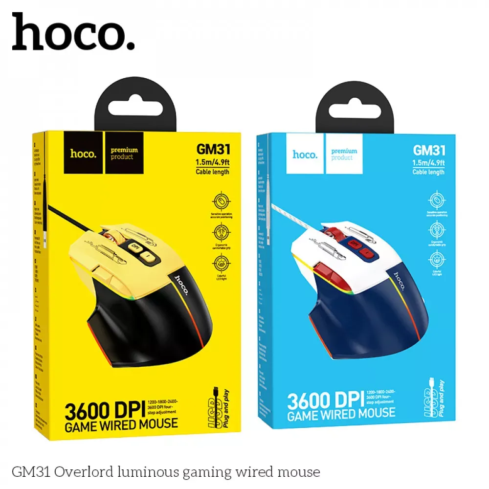 Дротова миша — Hoco GM31 — Black - фото 3