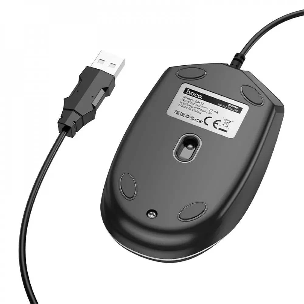 Дротова миша — Hoco GM37 — Black - фото 5