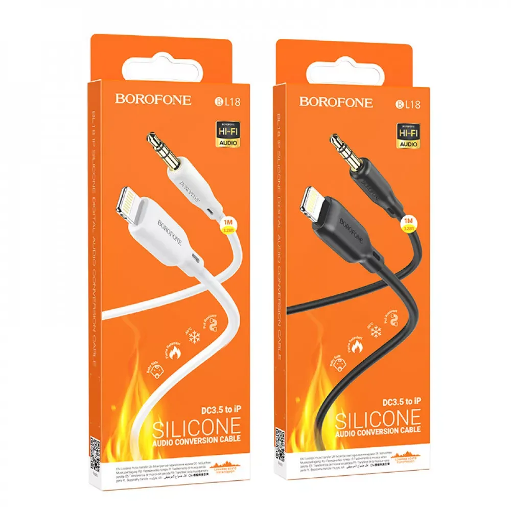 Кабель Aux to Lightning (1m) Borofone BL18 — Black - фото 3