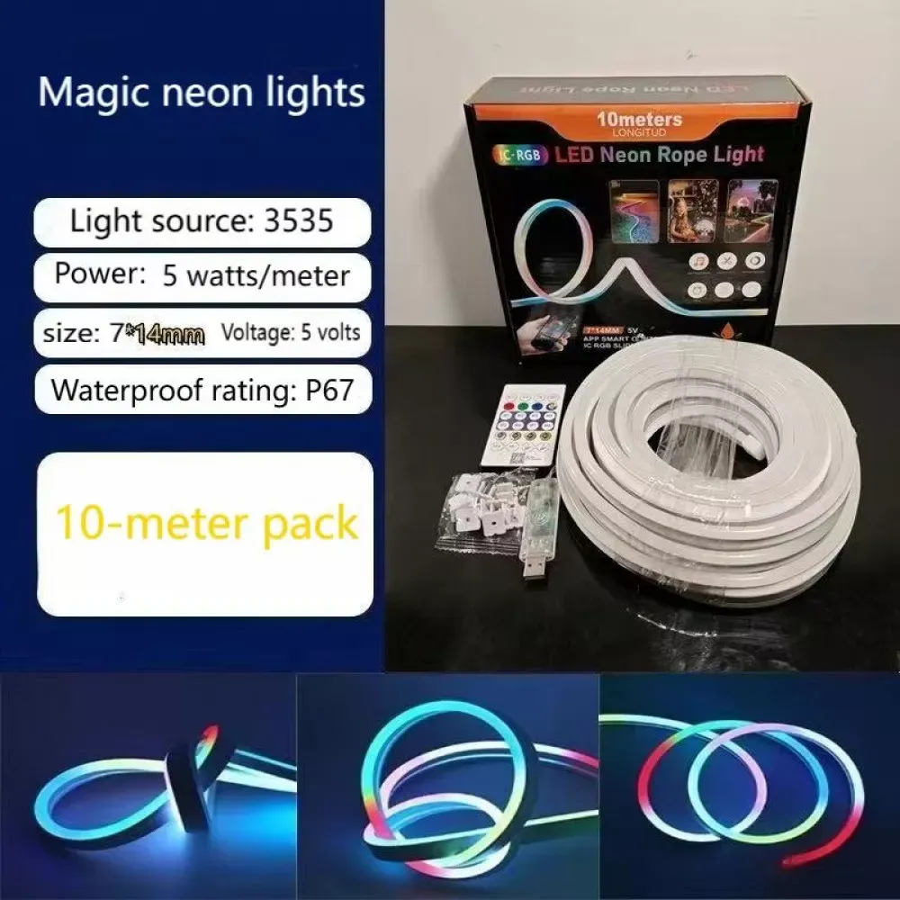 LED лента RGB Neon Rope 10м c пультом 5V - фото 4