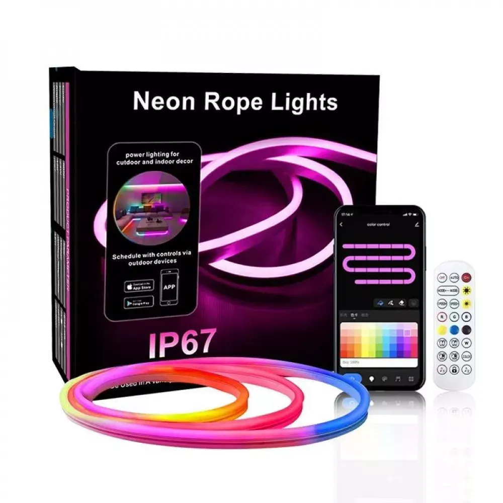 LED лента RGB Neon Rope 5м c пультом IP67 - фото 3