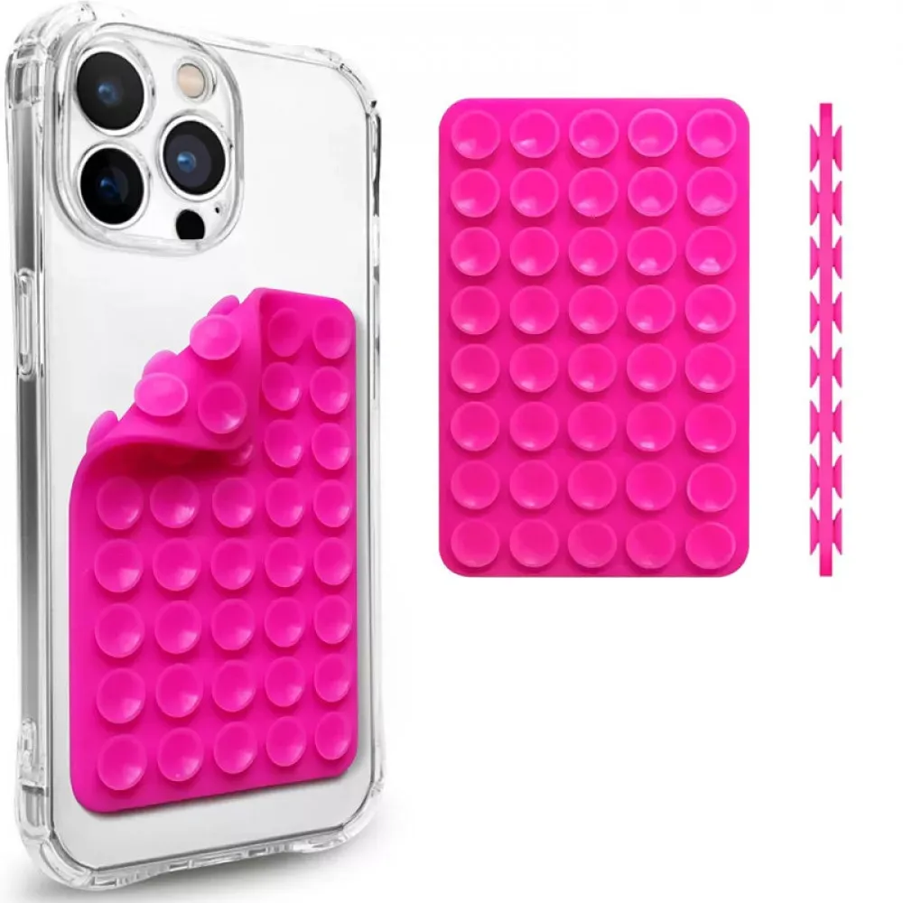 Тримач-присоска для телефону Double Side Silicone — Neon Pink 5*8 — Различные