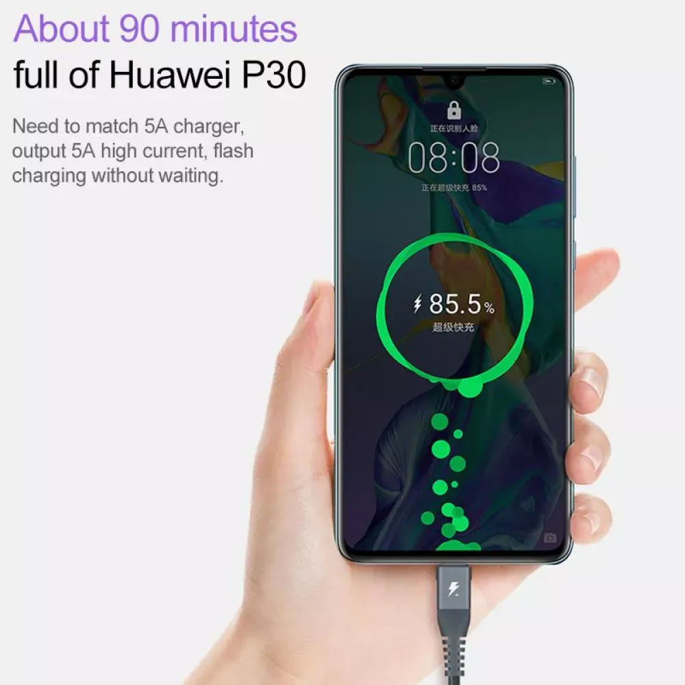 Кабель USB C 5A (2m) — Momax DA18E Space Gray - фото 5