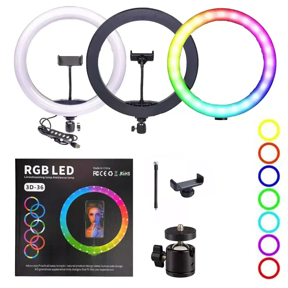 Лампа Кольцевая RGB LED (36 cm) 3D-36 — Различные