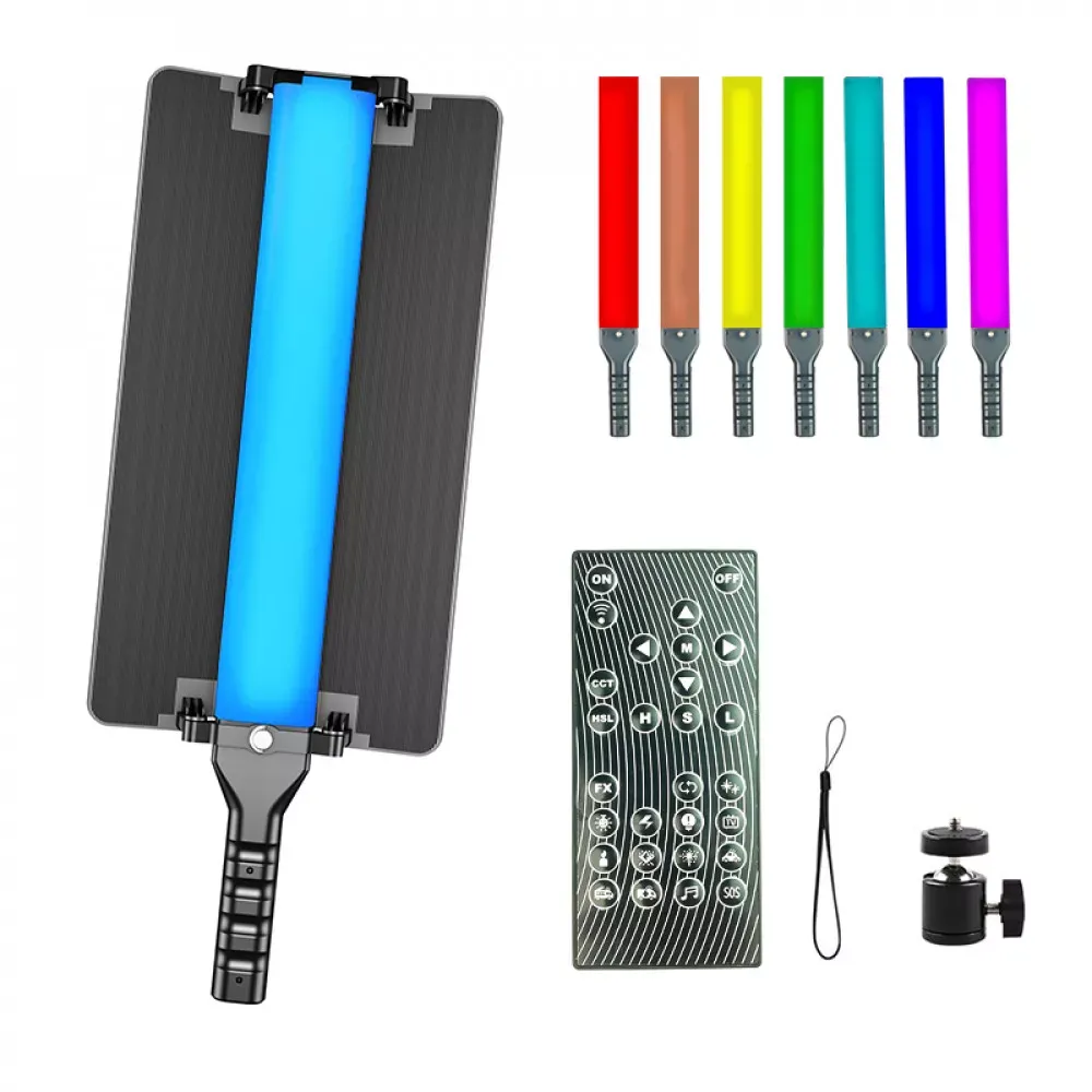 Лампа LED видео Handheld Fill Light Stick RL-60SL RGB I 1m cable with adapter I Remote I Barn door light shield I Carry bag — Различные
