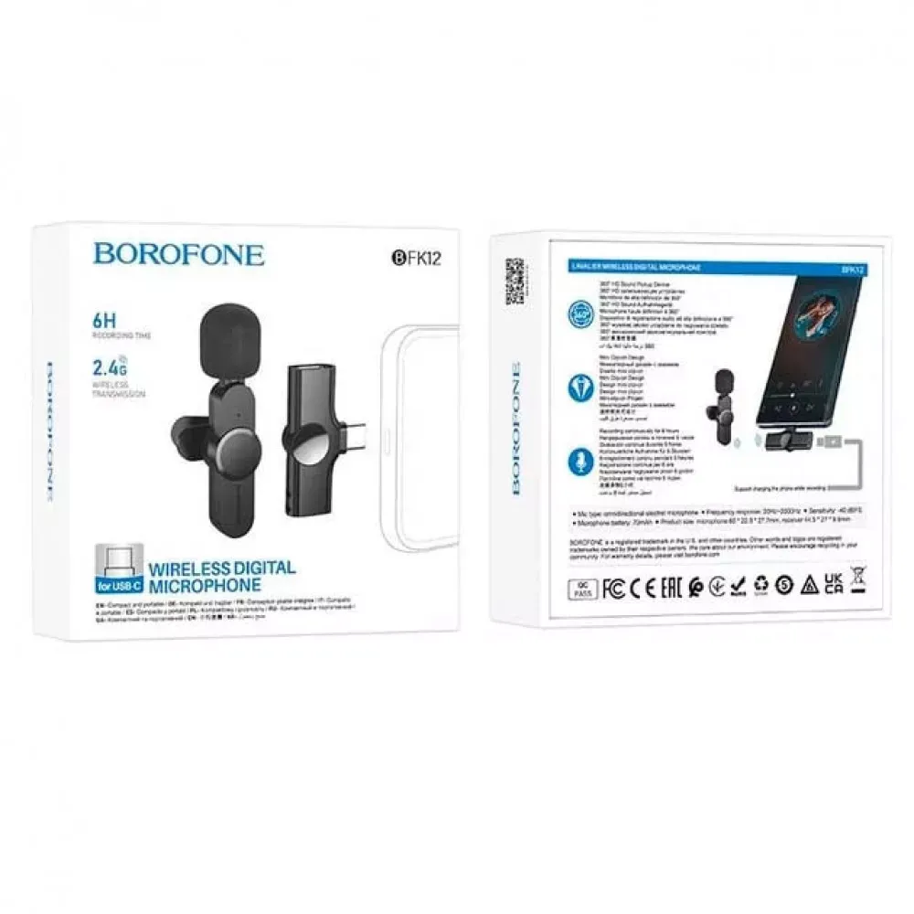 Беспроводной микрофон для телефона USB C — Borofone BFK12 — фото 3