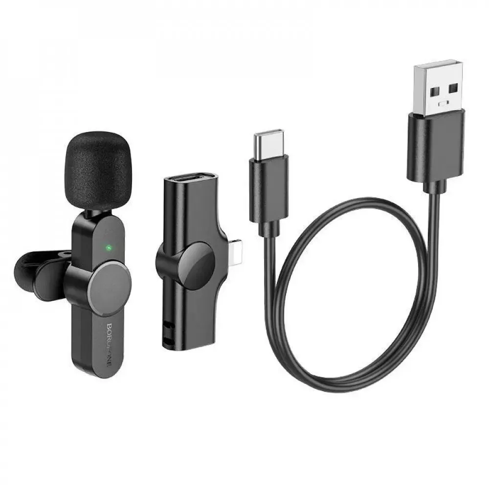 Беспроводной микрофон для телефона USB C+Lightning — Borofone BFK12 — Borofone