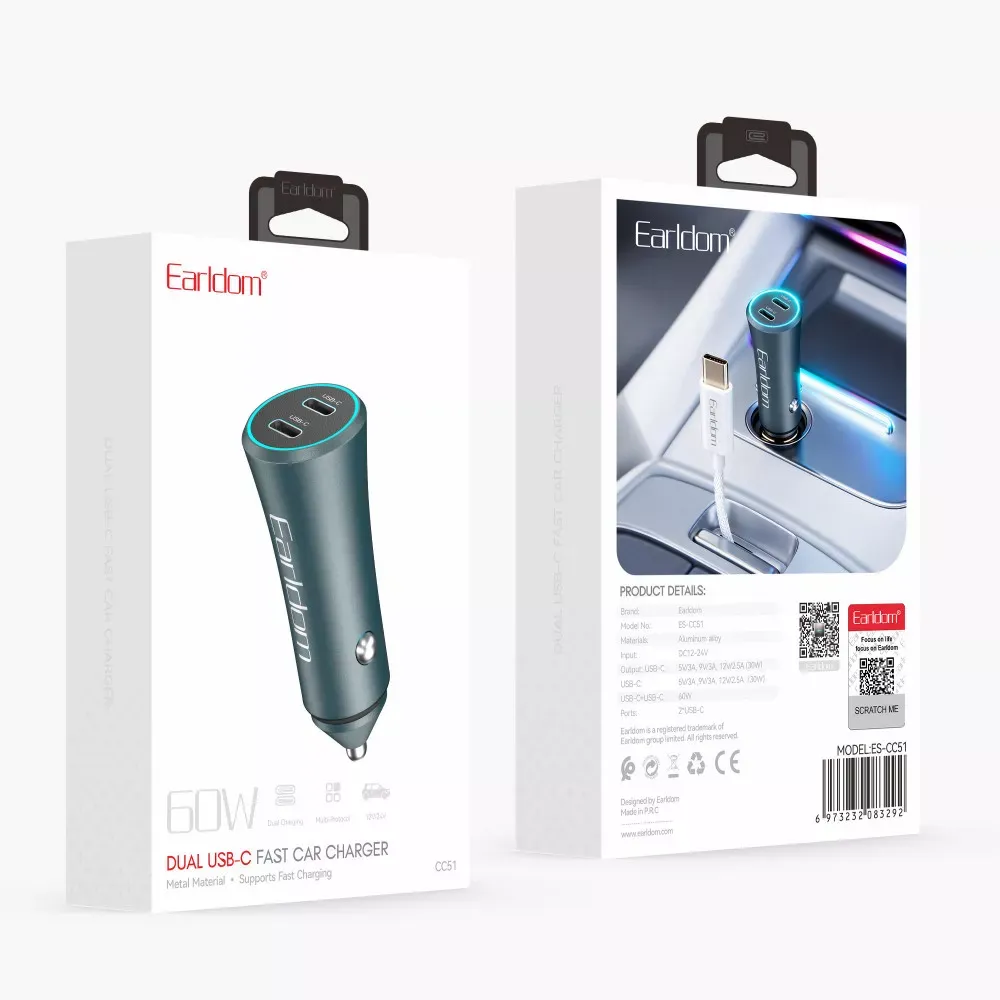 Car Charger 60W2C Earldom ES-CC51 — фото 9