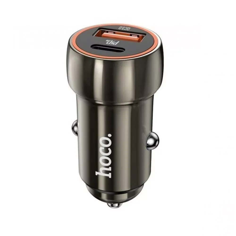 Car Charger | 20W | PD | USB QC3.0 | USB-C | — Hoco Z46A — Metal Gray — фото 5