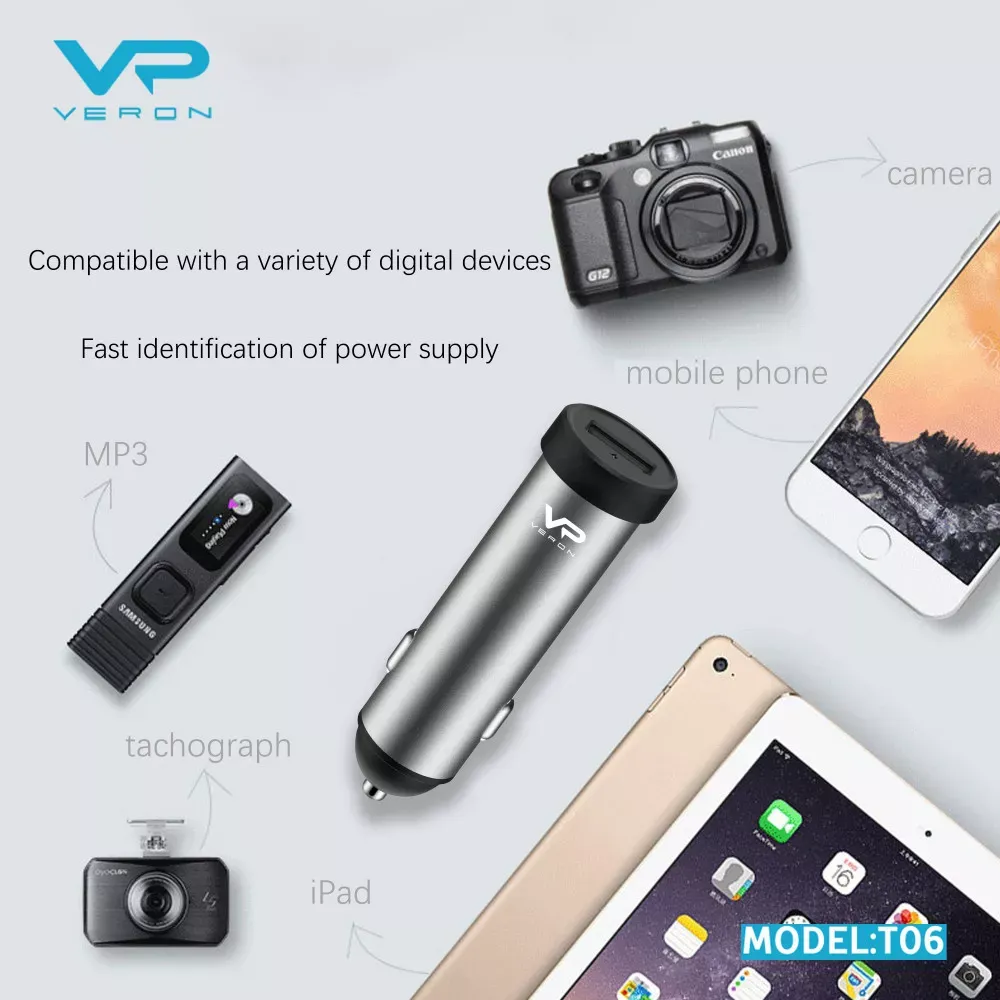 Car Charger | 12W | USB | 2.4A | — Veron T-06 — фото 5