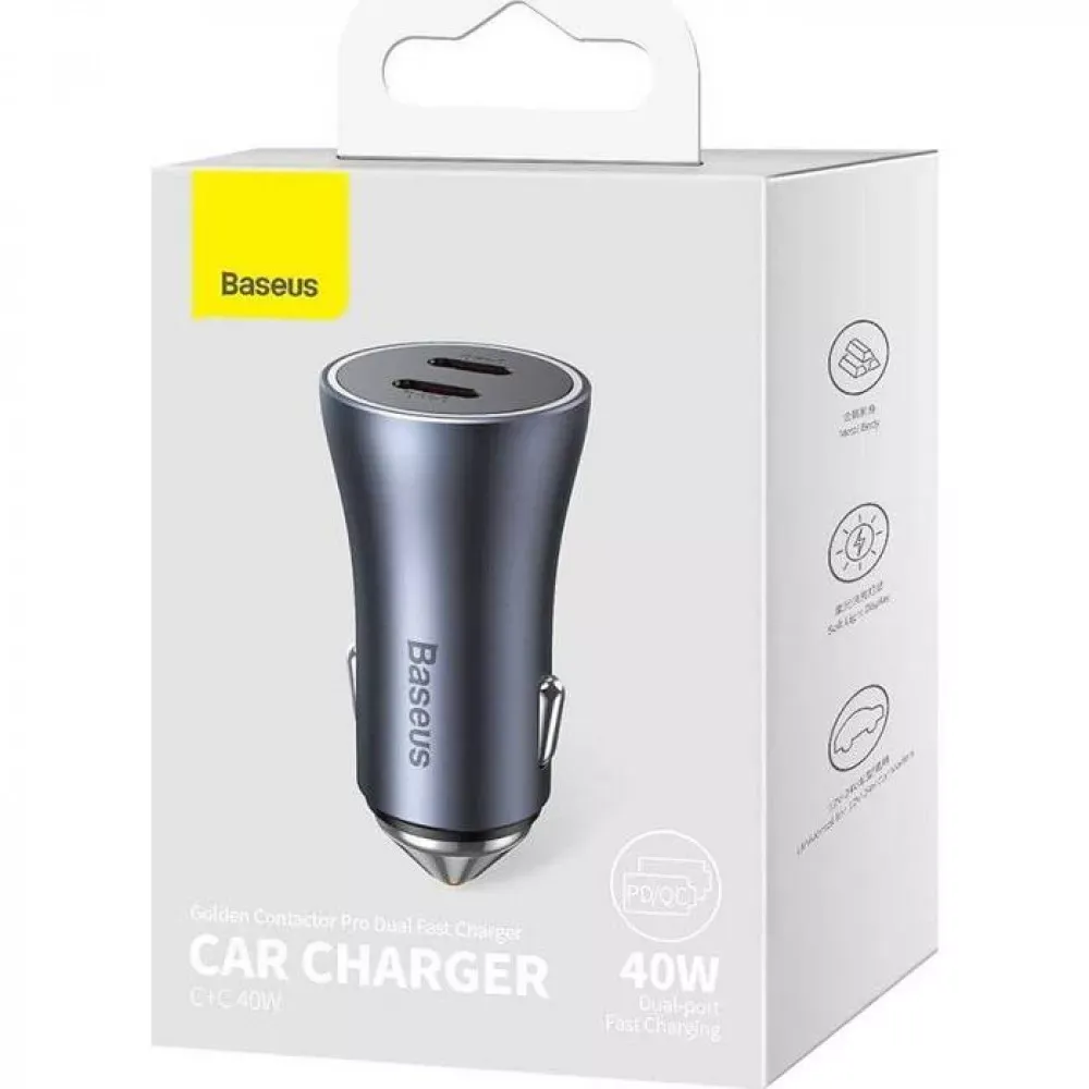 Car Charger | 40W | 2 USB-C — Baseus — CGJP000013 Dark Blue — фото 3