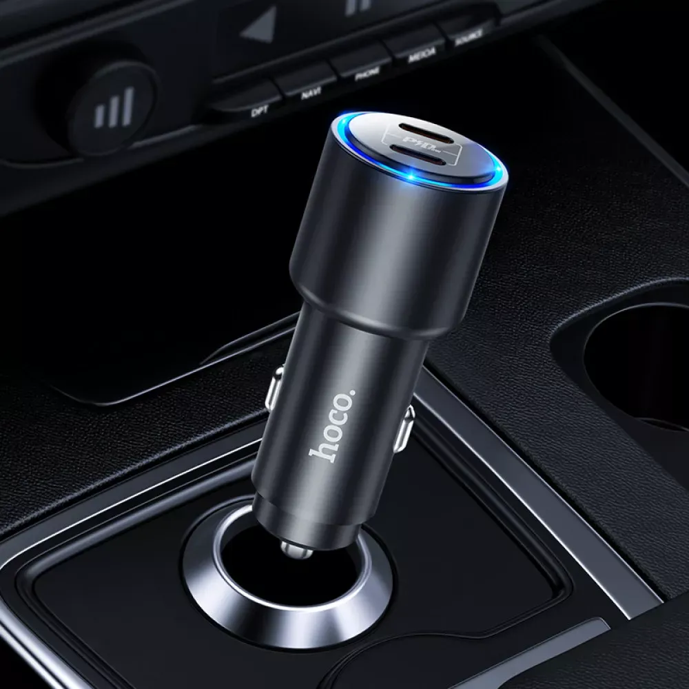 Car Charger | 40W | PD | 2 USB-C | — Hoco NZ3 — Black — фото 5