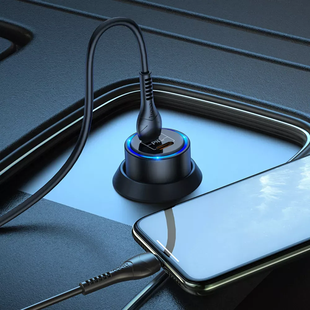 Car Charger | 40W | PD | 2 USB-C | — Hoco NZ3 — Black — фото 6