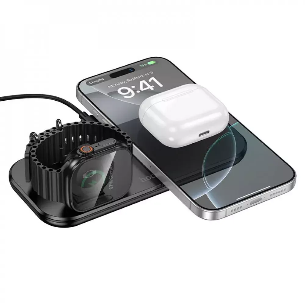 Magnetic Wireless Charger 3 in 1 — Hoco CW65 — White — фото 4