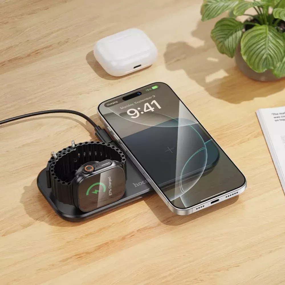 Magnetic Wireless Charger 3 in 1 — Hoco CW65 — White — фото 5