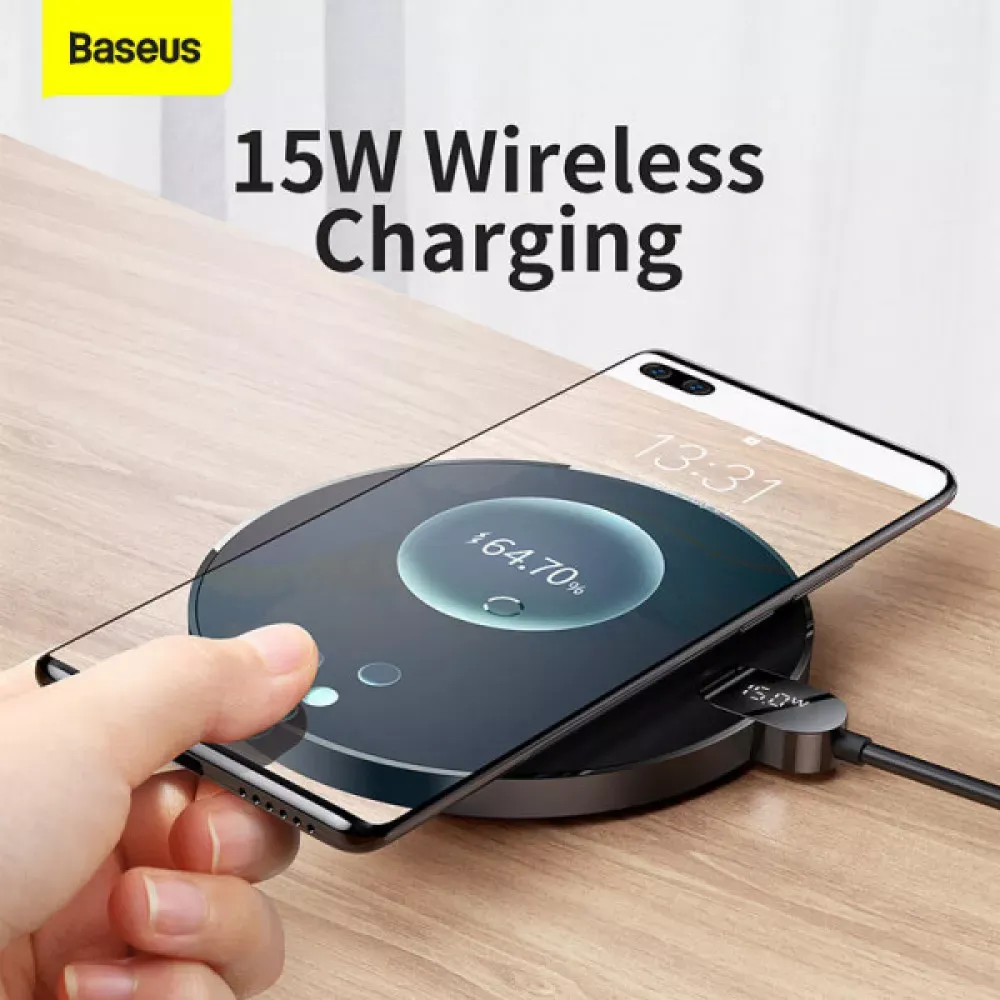 Wireless Charger 15W Baseus Digital LED Display Gen 2 Black — CCED000001 Black — фото 6