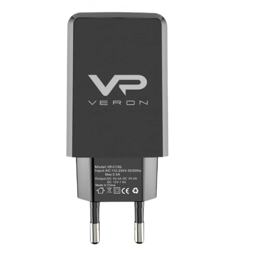 Home Charger | 18W | 1U — Veron VR-C13Q — Black — VERON
