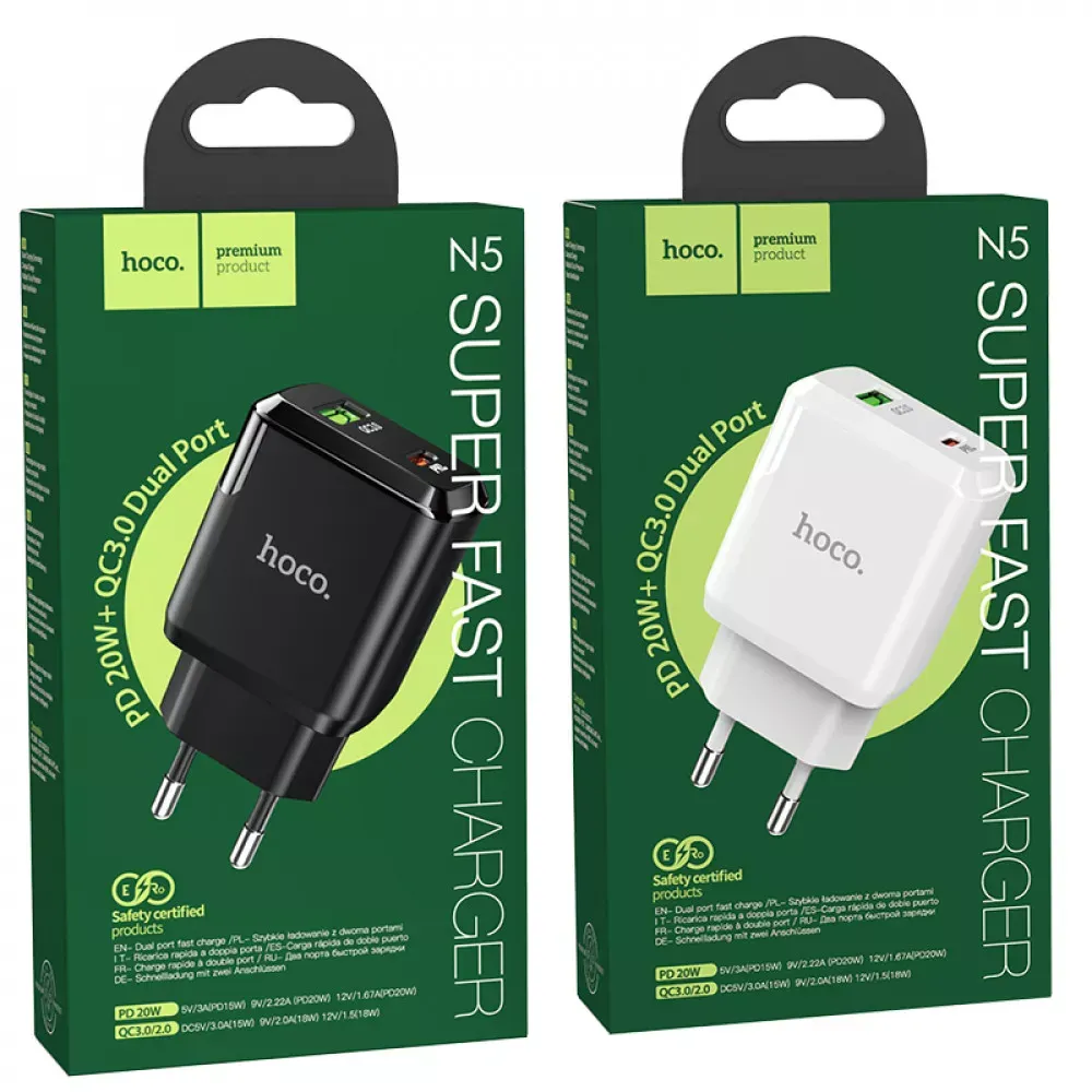 Home Charger | 20W | PD | QC3.0 — Hoco N5 — Black — фото 4