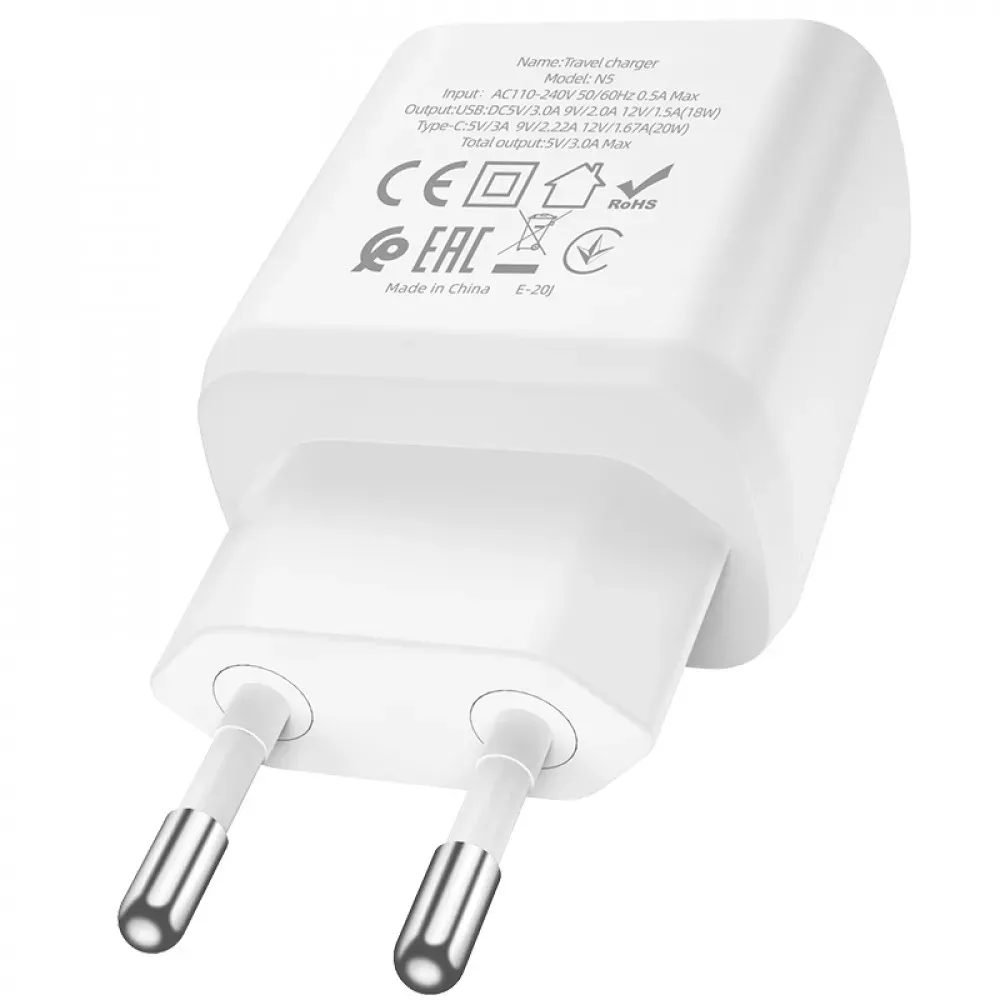 Home Charger | 20W | PD | QC3.0 — Hoco N5 — Black — фото 7