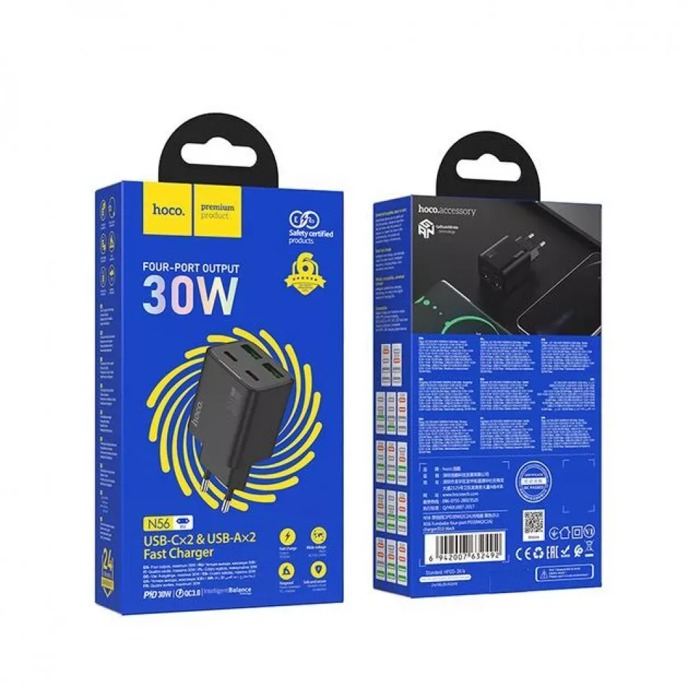 Home Charger | 30W | 2PD | 2U — Hoco N56 __ — Black — фото 3