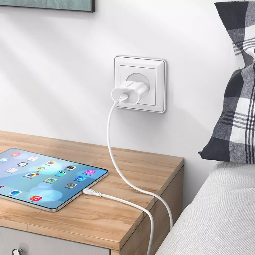 Home Charger 2.1A PD3.0 C to Lightning Cable Borofone BA61A — White — фото 4
