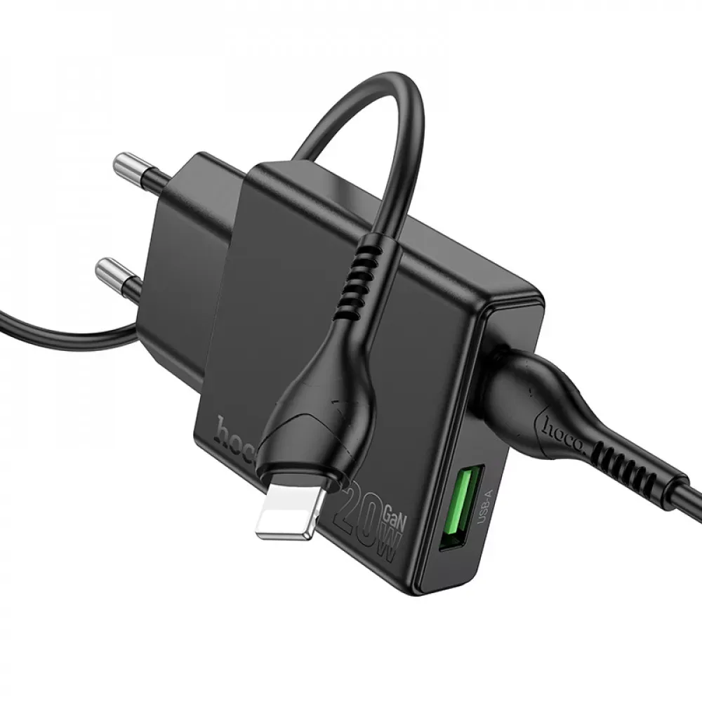 Home Charger 20W PD QC3.0 C to Lightning Cable Hoco N38 — Black — фото 4