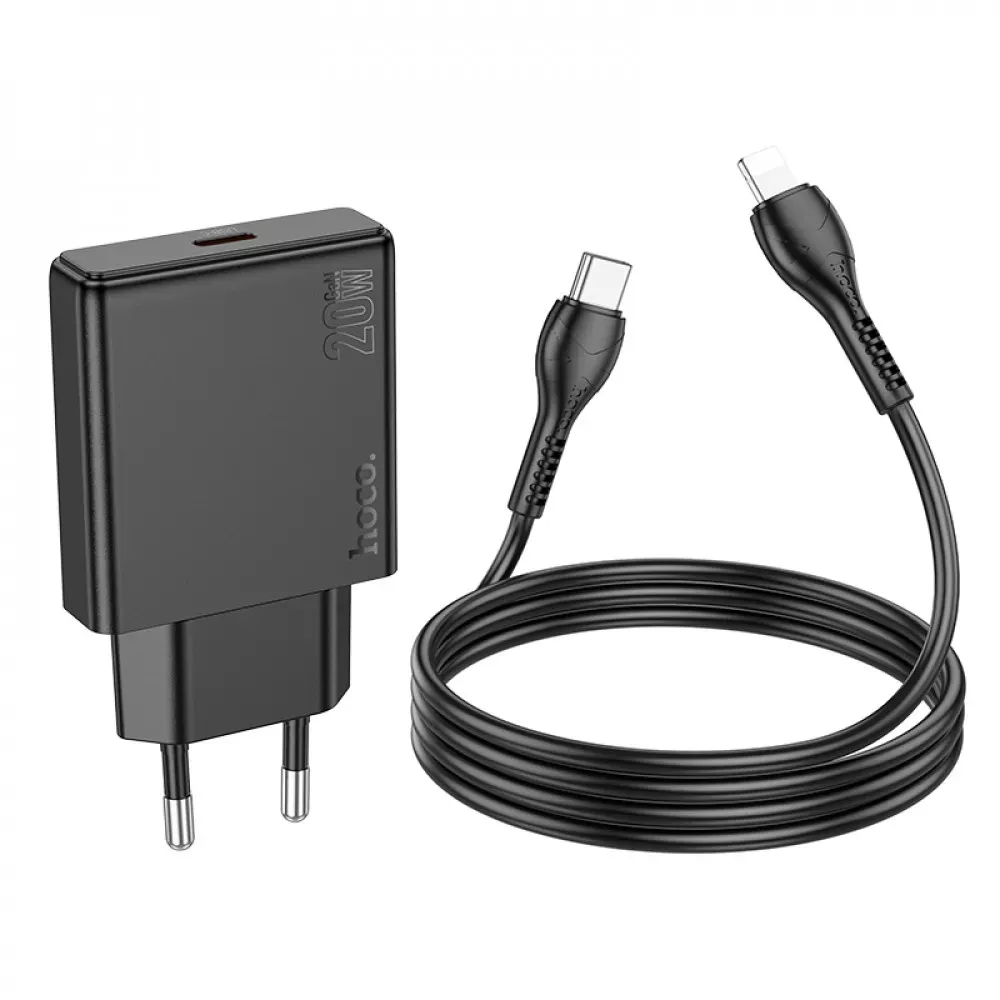 Home Charger 20W PD3.0 C to Lightning Cable Hoco N37 — Black — фото 5