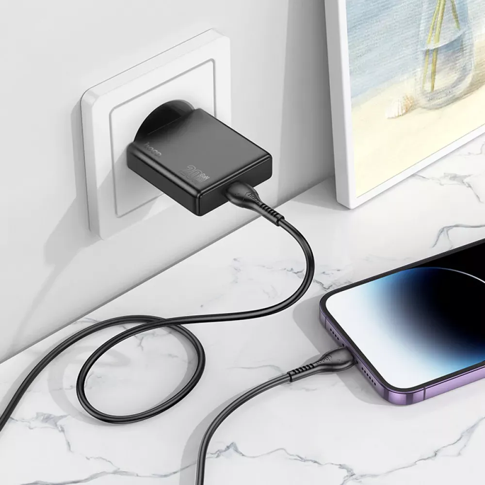 Home Charger 20W PD3.0 C to Lightning Cable Hoco N37 — Black — фото 5