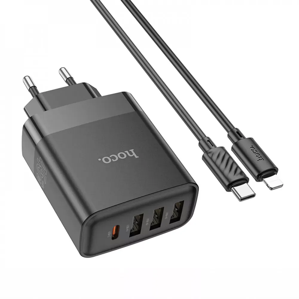 Home Charger 45W PD QC3.0 C to Lightning Cable Hoco C127A — Black — фото 4