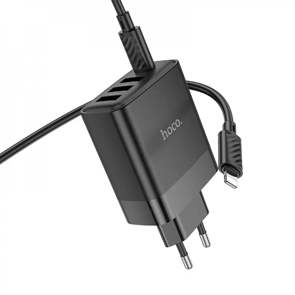 Home Charger 45W PD QC3.0 C to Lightning Cable Hoco C127A — Black — фото 5