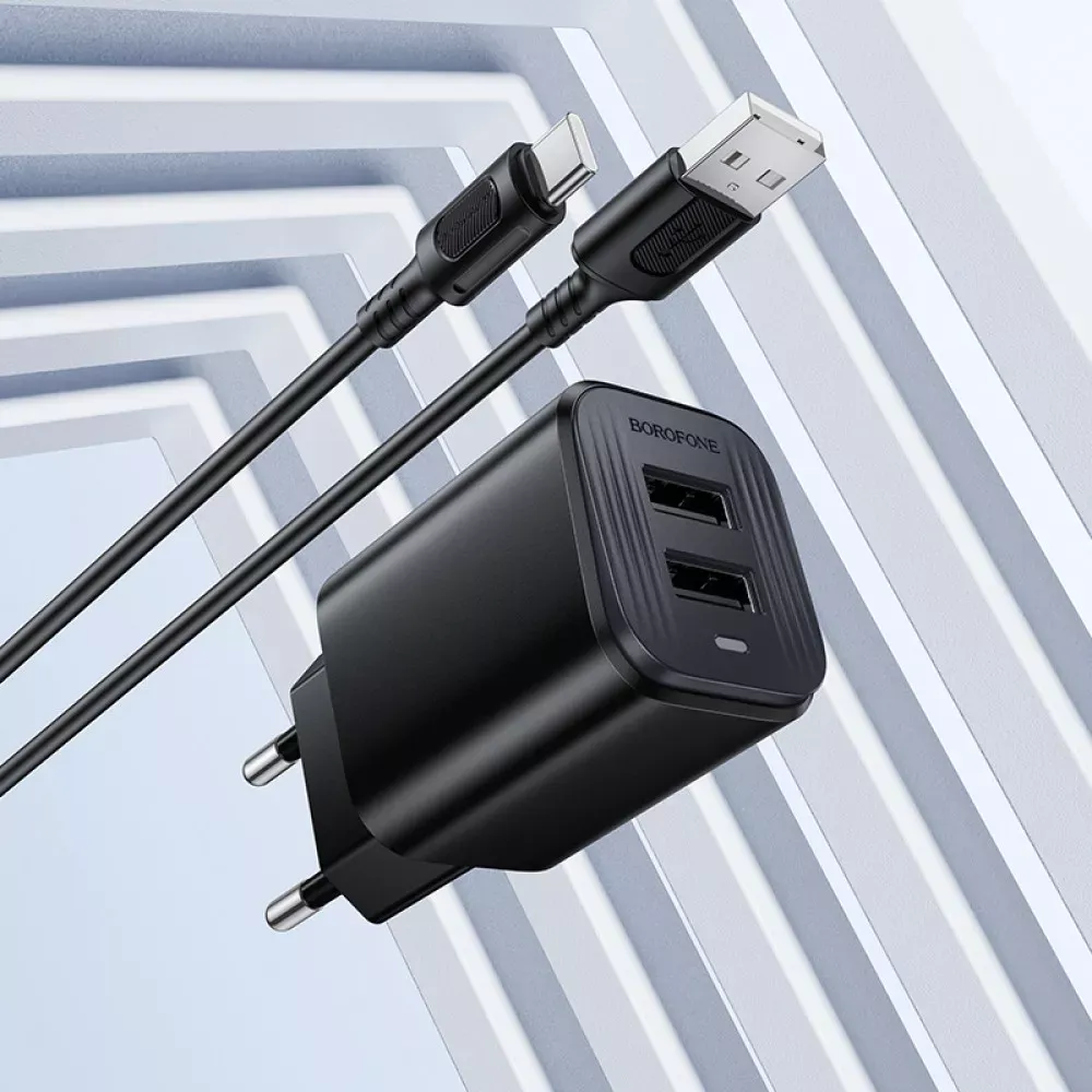 Home Charger 2.1A 2U USB C Cable Borofone BAS81A — Black — фото 6