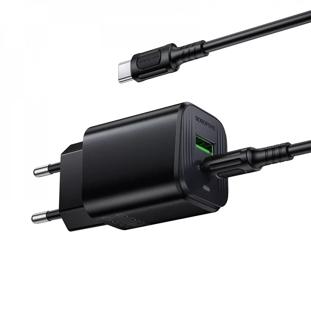 Home Charger 20W PD QC3.0 C to C Cable Borofone BAS83A — Black — фото 4