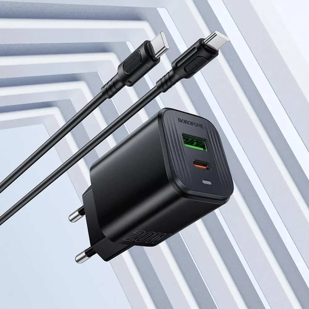 Home Charger 20W PD QC3.0 C to C Cable Borofone BAS83A — Black — фото 5