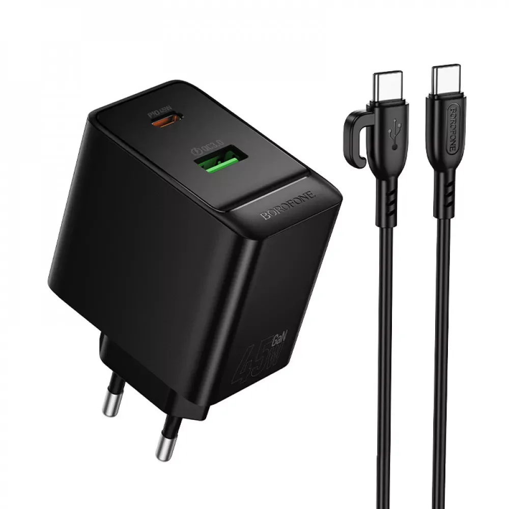 Home Charger 45W PD QC3.0 C to C Cable (1m) Borofone BAS16A — Borofone