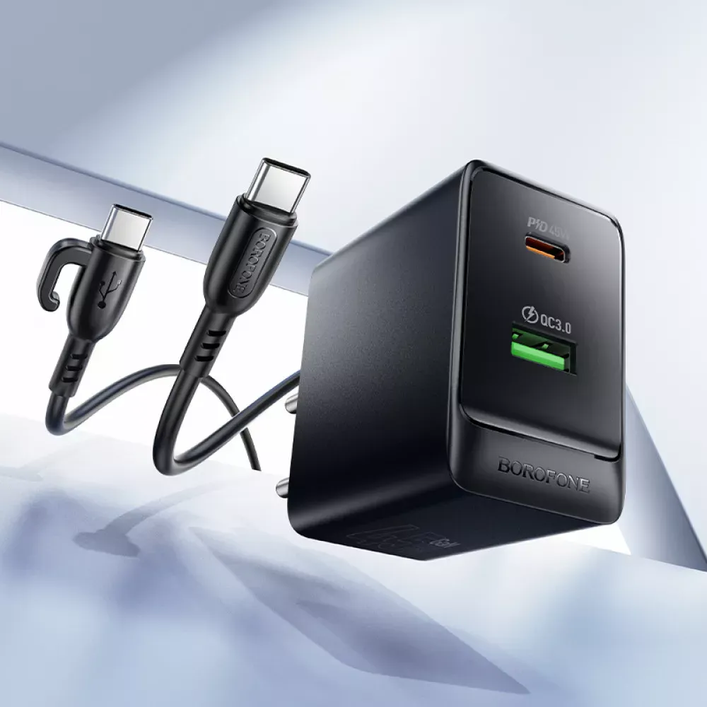 Home Charger 45W PD QC3.0 C to C Cable Borofone BAS16A — фото 8