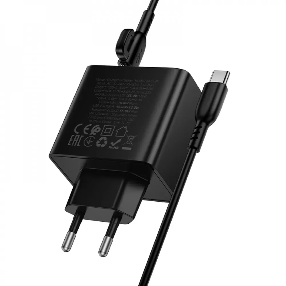 Home Charger 65W PD QC3.0 C to C Cable Borofone BAS17A — фото 7