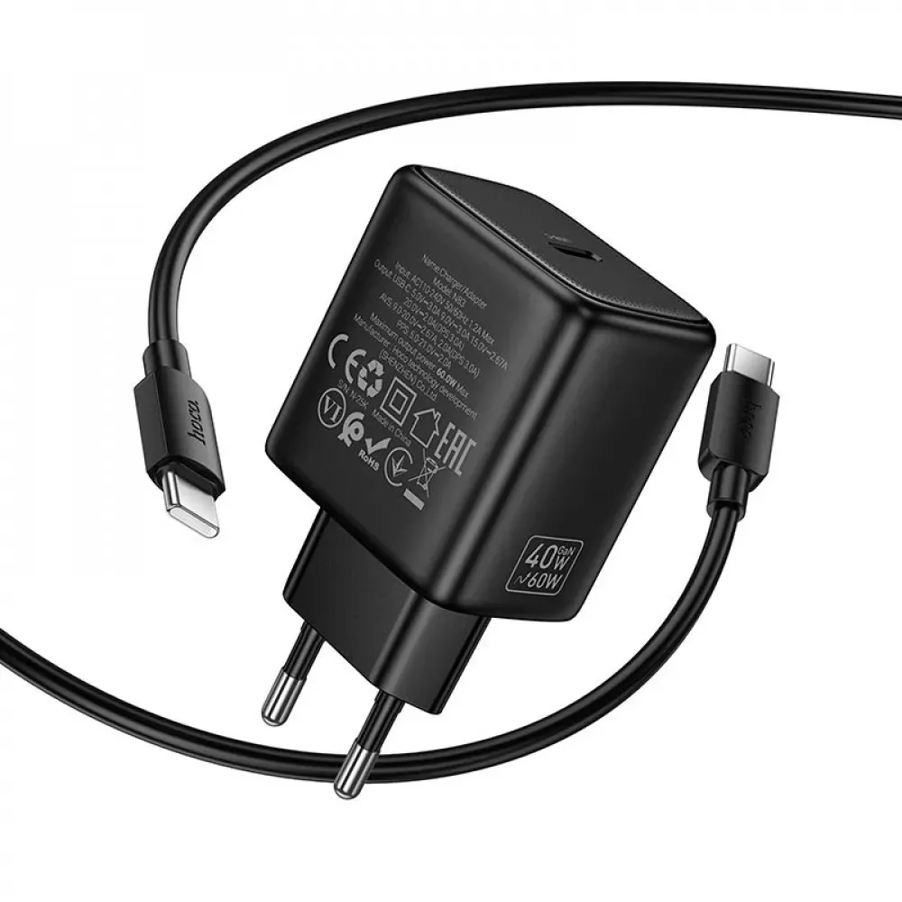 Home Charger | 40W | PD | C to C Cable — Hoco N83 — Black — фото 5