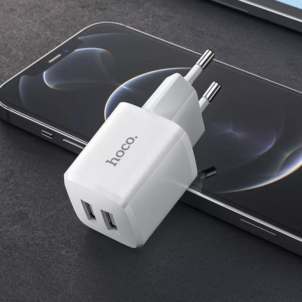 Home Charger 2.4A 2U USB C Cable Hoco N8 — White — фото 5