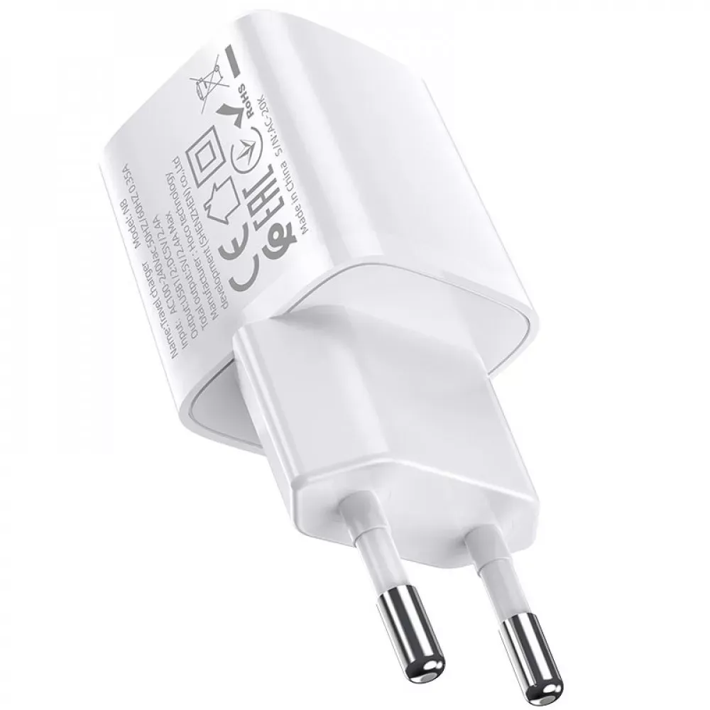 Home Charger 2.4A 2U USB C Cable Hoco N8 — White — фото 8