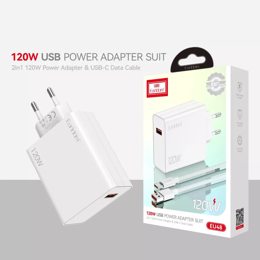 Home Charger | 120W | 1U | USB C Cable — Earldom ES-EU48 — фото 3