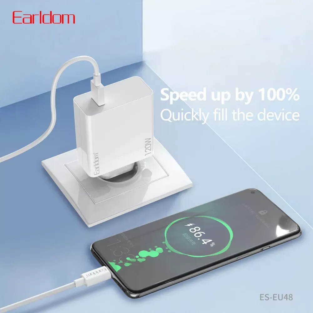 Home Charger | 120W | 1U | USB C Cable — Earldom ES-EU48 — фото 11