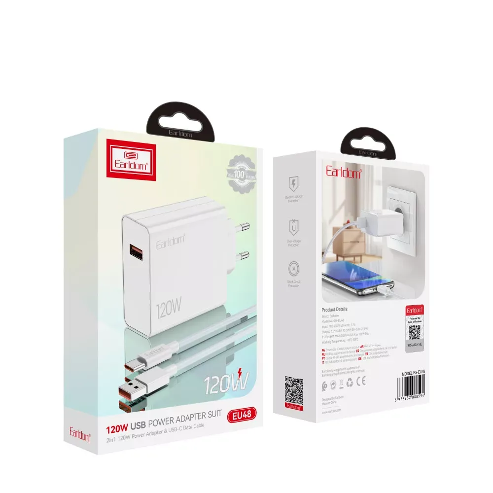 Home Charger | 120W | 1U | USB C Cable — Earldom ES-EU48 — фото 4