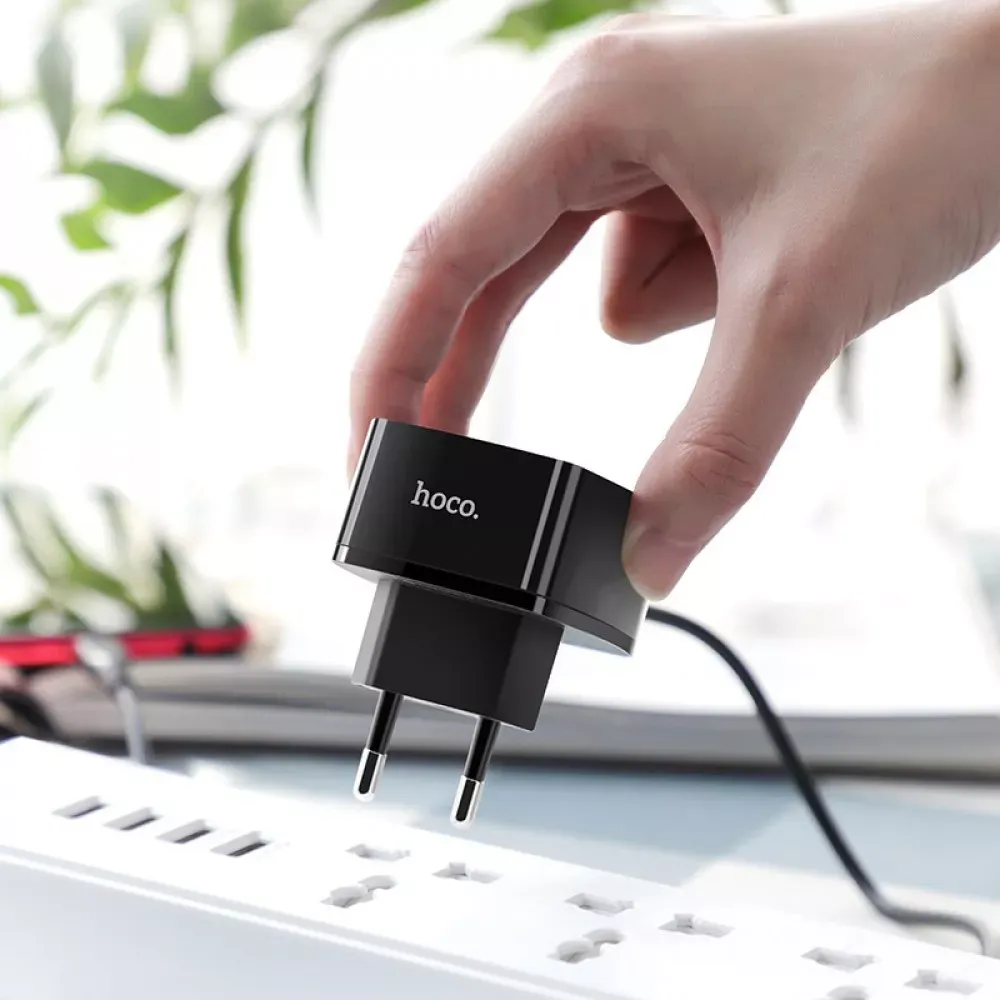 Home Charger | 18W | QC3.0 | USB C Cable — Hoco C70A — Black — фото 4