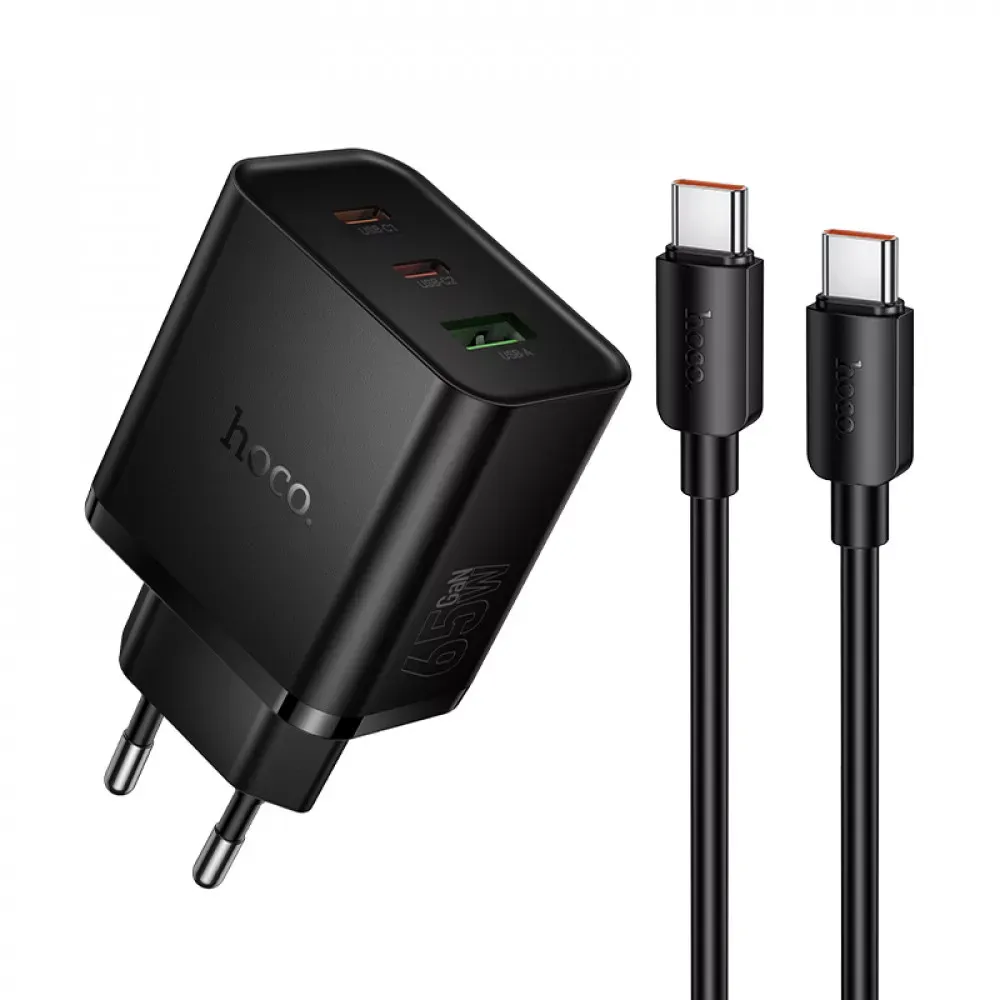 Home Charger | 65W | GaN | 2PD | 1U C to C Cable (1m) — Hoco N75 — Hoco